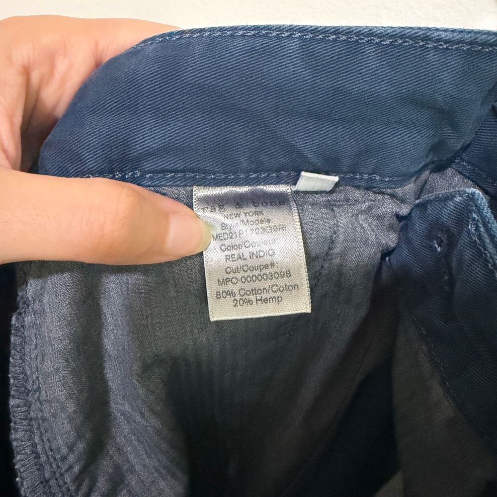 Rag & Bone New York Mens Fit 2 Slim Chino Pants Real Indigo Blue 36 Cotton Hemp - Picture 5 of 5